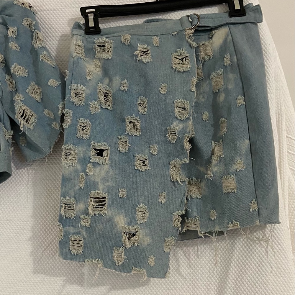 Two pieces jeans skirt set size small